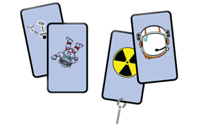 an array of several space hazards game cards