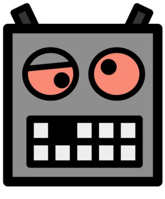 illustration of the face of a robot with a goofy look on its face