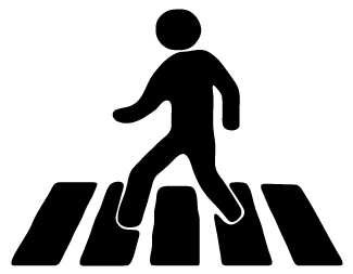 Illustration of a stick man crossing a street