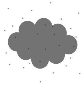illustration of a cloud with several particles scattered throughout and around it