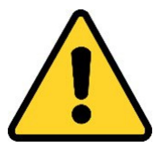 Warning triangle with yellow background, black outline, and an exclamation mark in the center
