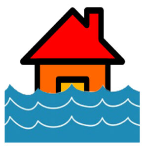 Illustration of a house half-way under water