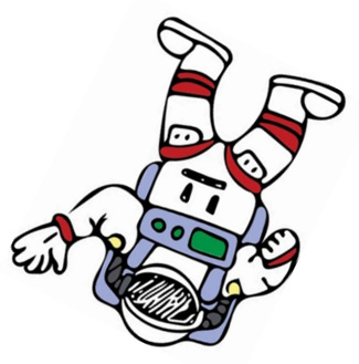 Illustration of an astronaut in a space suit floating upside down