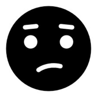 Black and white emoji showing a very sad face
