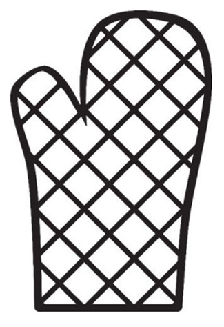 Illustration of a mitt used in the kitchen to protect against hot foods