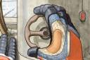 Illustration of a space glove manipulating a knob