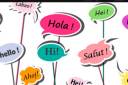 Translanguaging showing various talk bubbles using the word Hello in different languages